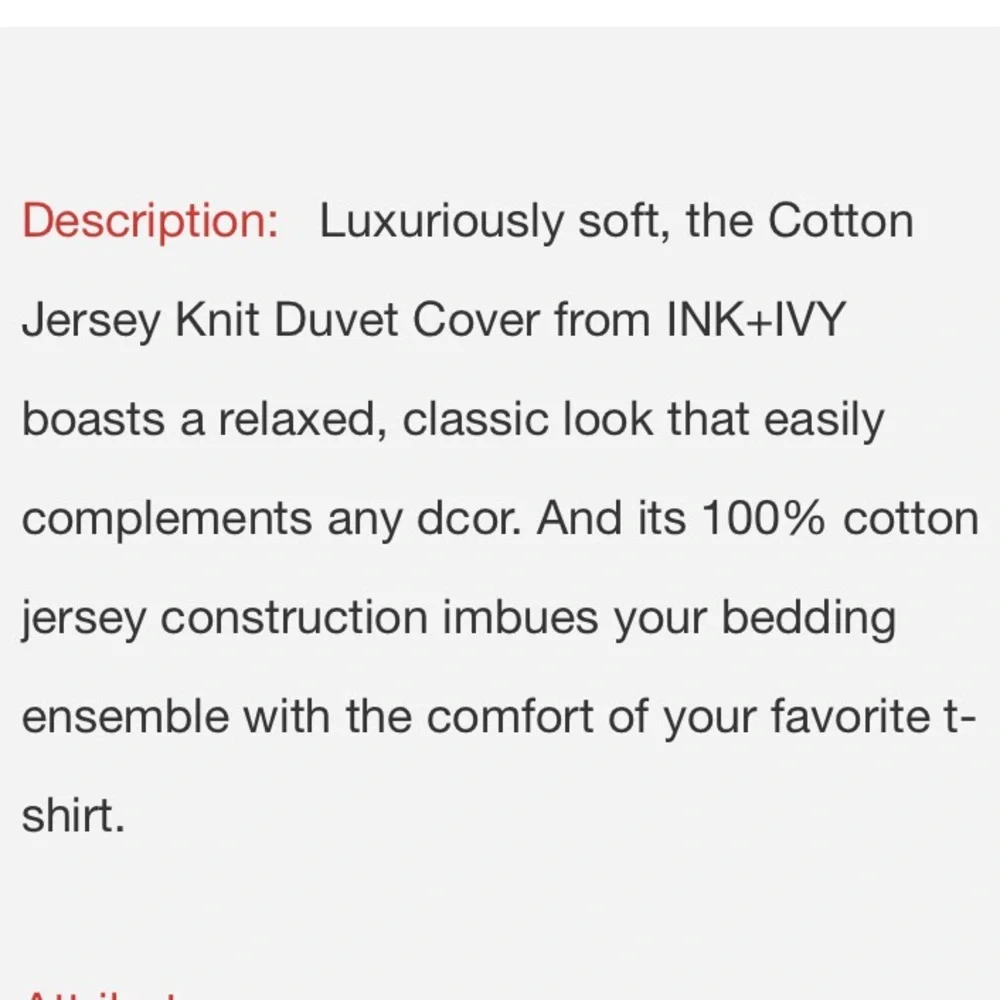 NWT Ink + Ivy Cotton Jersey Knit Twin Duvet Set